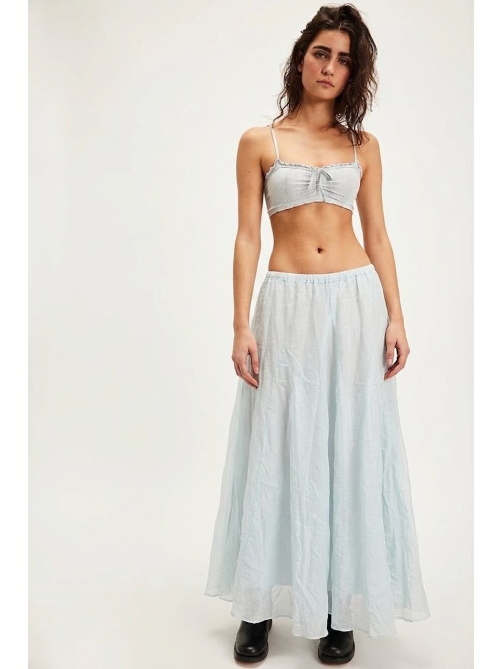 NWT CP Shades Lily in Light Blue Cotton Silk A-line Maxi Skirt XL